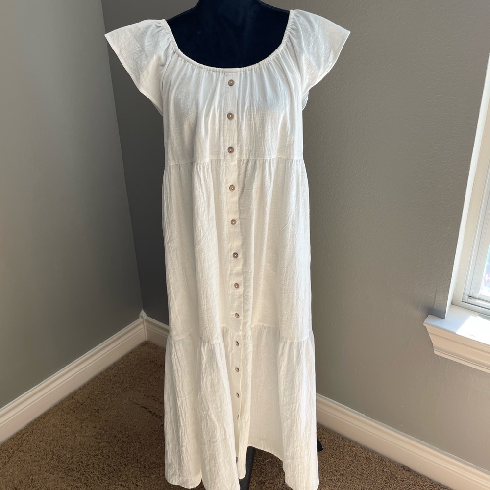 White Cotton Boho Summer Dresz